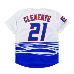 Men's #21 Puerto Rico Clemente Embroidered Baseball Shirt Embroidered Baseball Jersey