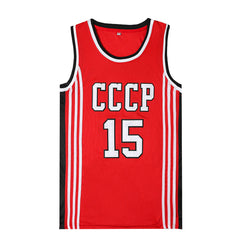 Retro Arvydas Sabonis #15 CCCP Team Russia Throwback Jersey