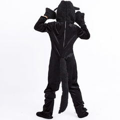 Kids Black Cat Costume Animal Zoo Party Boys Girls Jumpsuit Halloween Cosplay