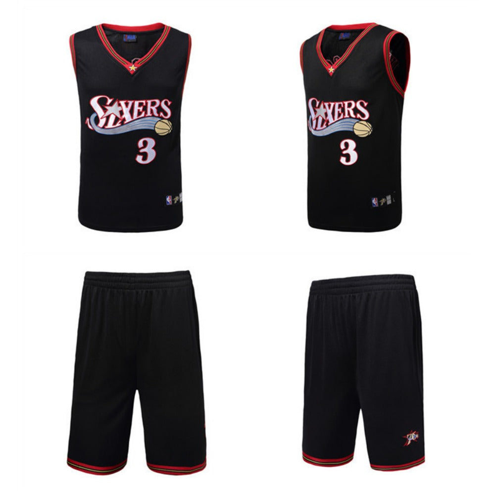 Iverson #3 Retro 76ers Breathable Basketball Jersey Pants Set Embroidery Youth Size- Adult Size