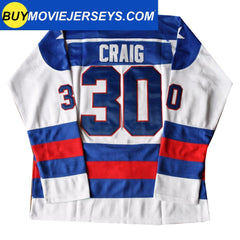 1980 USA Olympic Miracle on Ice Hockey Jersey JIM CRAIG #30 Blue And White