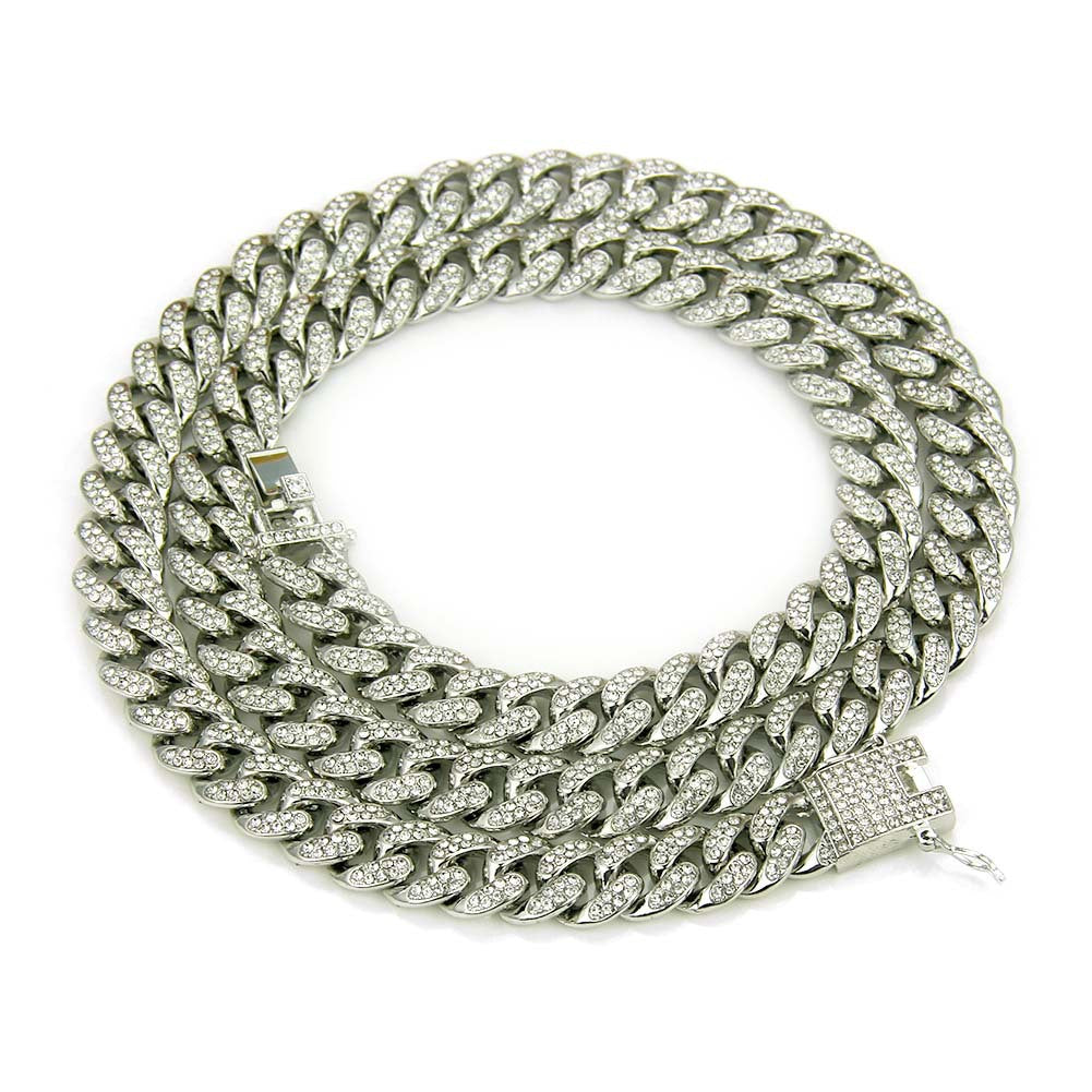 Best Selling Europe and America Hiphop Miami Cuba Necklace Men's Diamond Gold Chain Necklace
