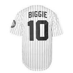 BadBoy #10 Biggie Smalls Unisex Hipster Hip Hop Button-Down Baseball Jersey White with Black Stripe