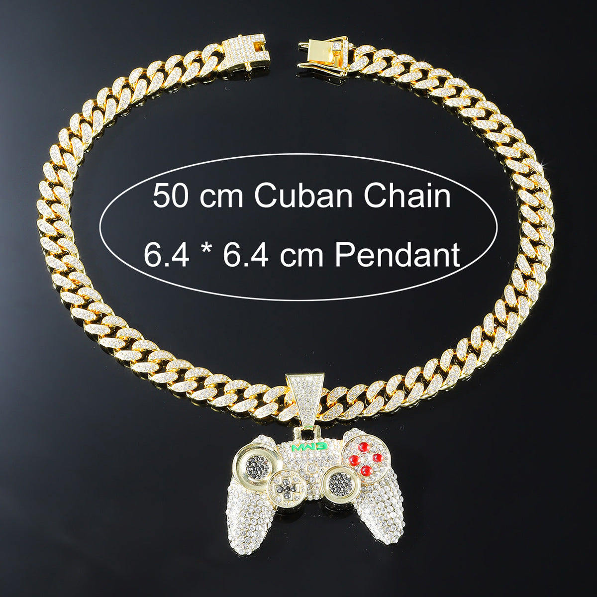 Hip hop Alloy Full Diamond Game Machine Pendant Cuban Chain Necklace, Nightclub Personality Dance Decorative