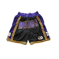 Throwback Classic Kobe Bryant Mamba 8/24 Stitched Basketball Shorts Sports Pants with Zip Pockets