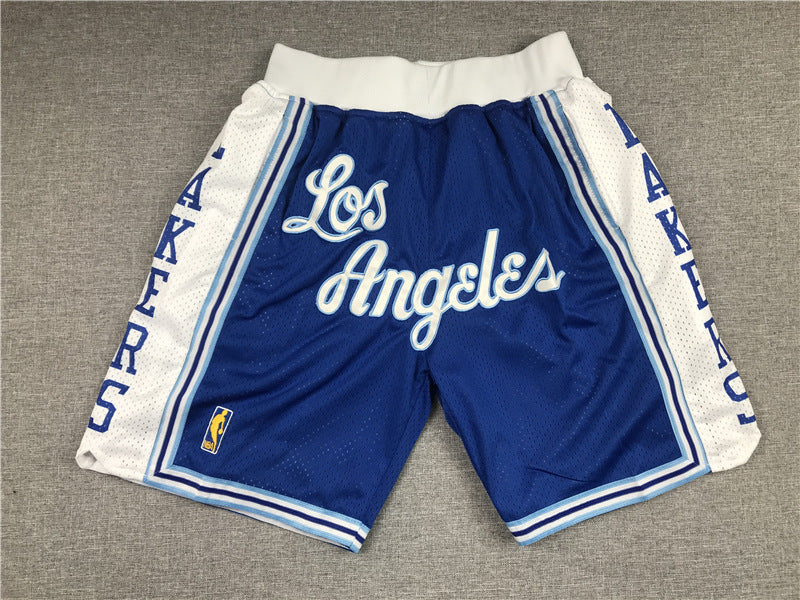 Los Angeles Lakers Basketball Shorts Sports Pants with Zip Pockets for Daily Wear