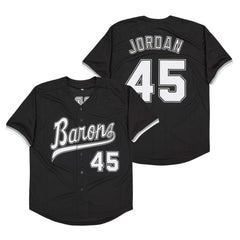 Michael Jordan Birmingham Barons #45 Button Down Baseball Jersey - Black