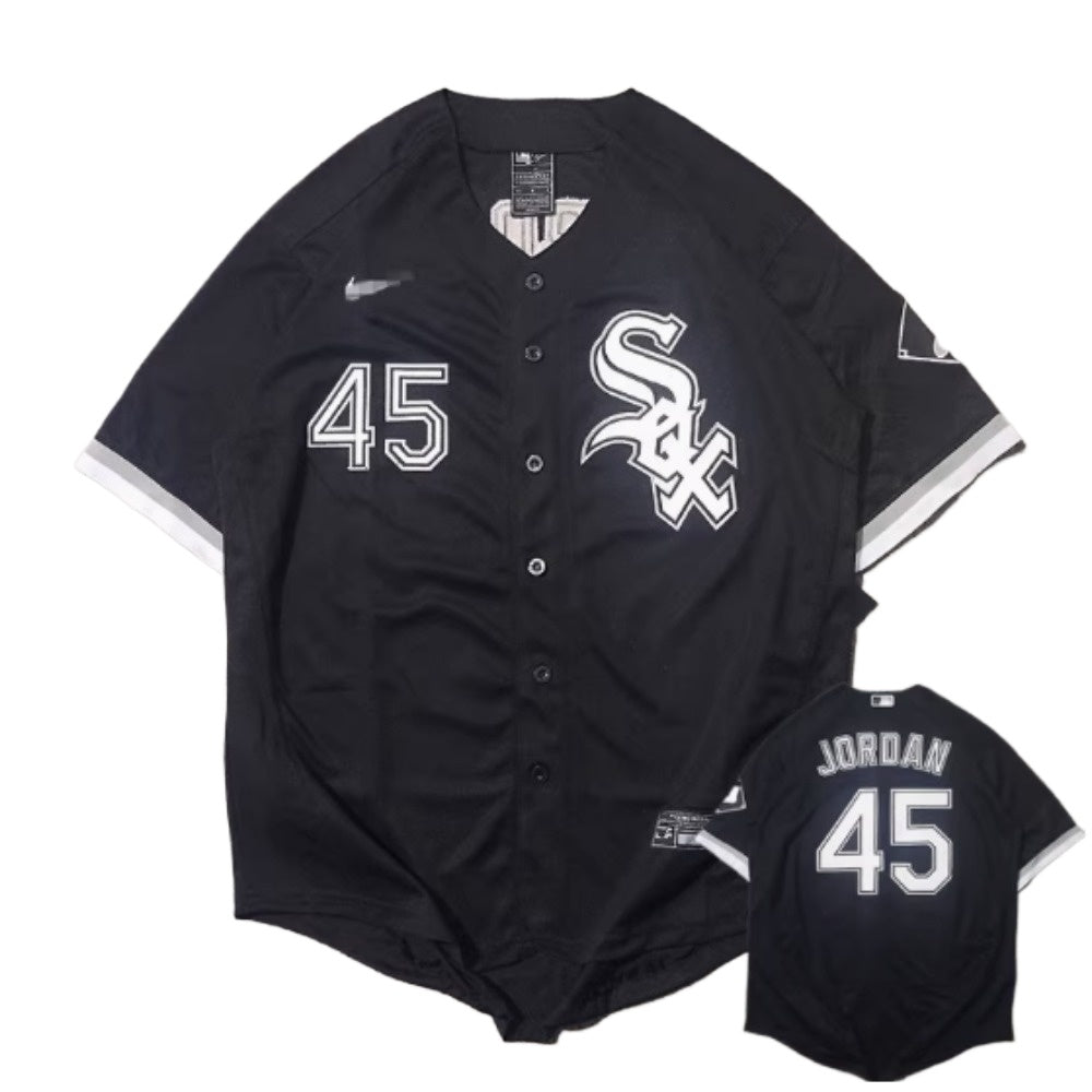 Michael Jordan  #45 Button Down Baseball Jersey - Black